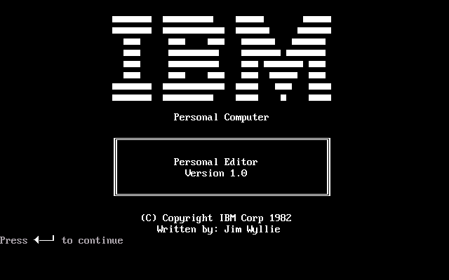 IBM Personal Editor 1.00 - Splash